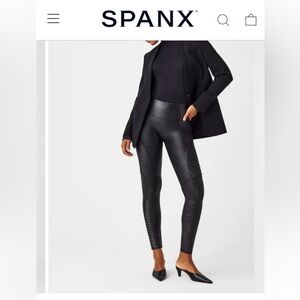 Spanx Faux graphite Moto Leather Leggings